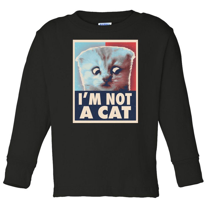 Funny Vintage I'm Not A Cat Zoom Lawyer Cat Meme Toddler Long Sleeve Shirt