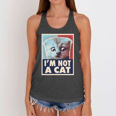 Funny Vintage I'm Not A Cat Zoom Lawyer Cat Meme Women's Knotted Racerback Tank