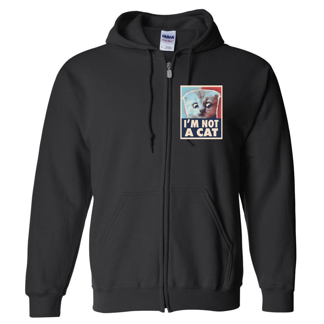 Funny Vintage I'm Not A Cat Zoom Lawyer Cat Meme Full Zip Hoodie