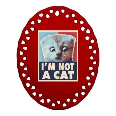 Funny Vintage I'm Not A Cat Zoom Lawyer Cat Meme Ceramic Oval Ornament