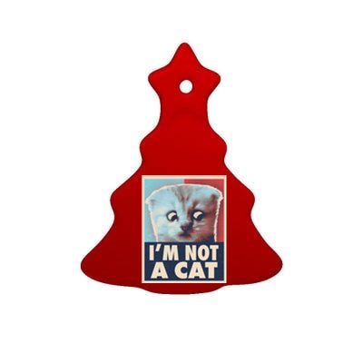 Funny Vintage I'm Not A Cat Zoom Lawyer Cat Meme Ceramic Tree Ornament