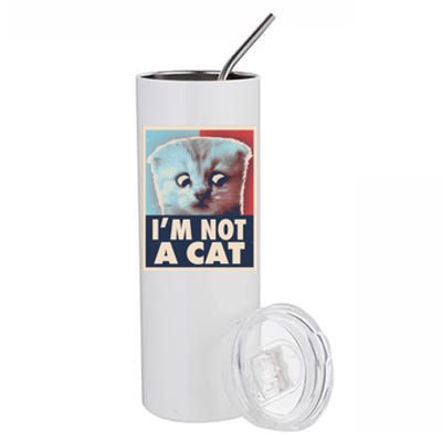 Funny Vintage I'm Not A Cat Zoom Lawyer Cat Meme Stainless Steel Tumbler