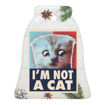 Funny Vintage I'm Not A Cat Zoom Lawyer Cat Meme Ceramic Bell Ornament