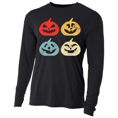 Funny Vintage Jack O Lanterns Pumkin Cooling Performance Long Sleeve Crew