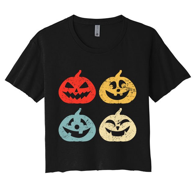 Funny Vintage Jack O Lanterns Pumkin Crop Top