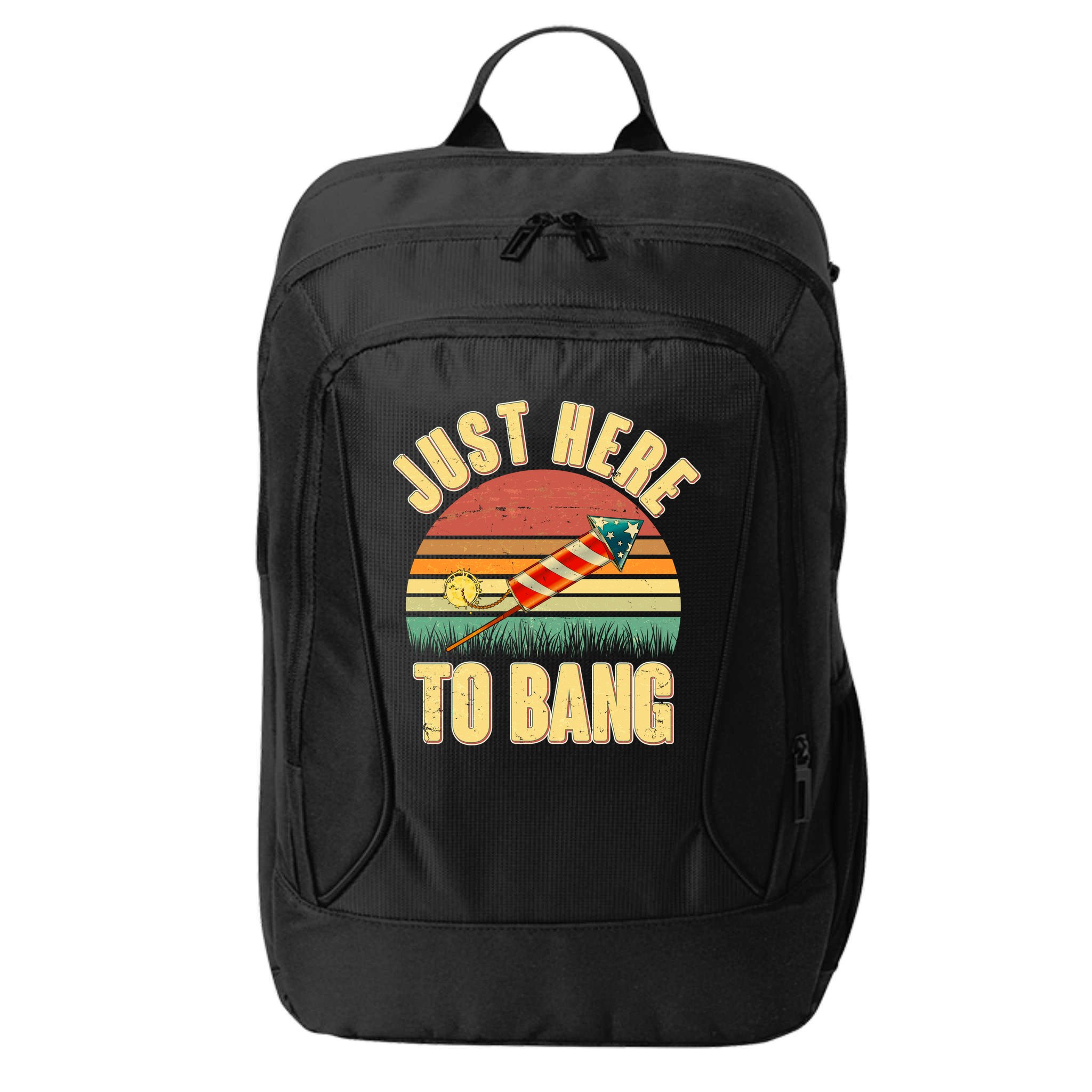 Funny Vintage Just Here To Bang July 4th City Backpack