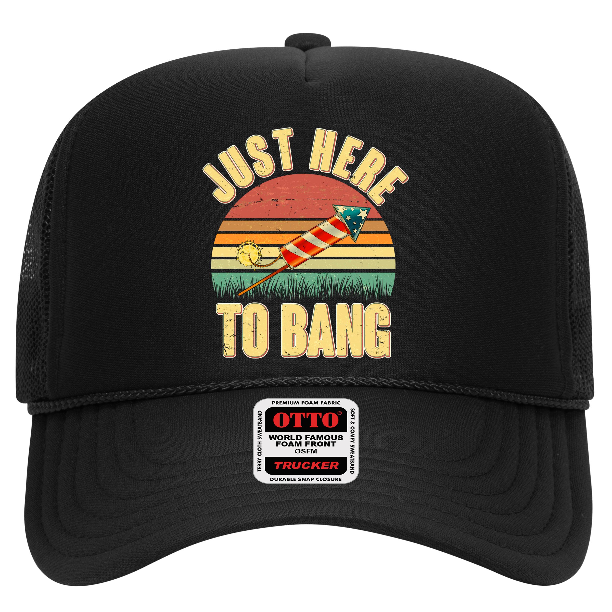 Funny Vintage Just Here To Bang July 4th Hat