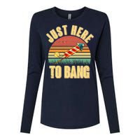 Funny Vintage Just Here To Bang July 4th Womens Cotton Relaxed Long Sleeve T-Shirt