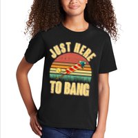 Funny Vintage Just Here To Bang July 4th Kids T-Shirt