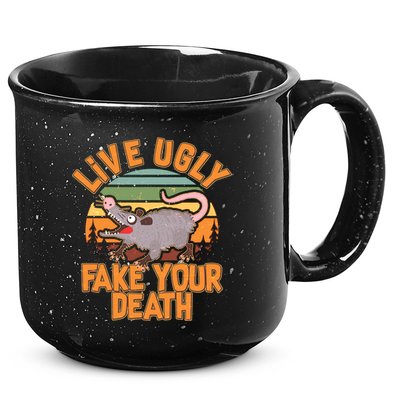 Funny Vintage Live Ugly Fake Your Death 15oz Campfire Ceramic Mug
