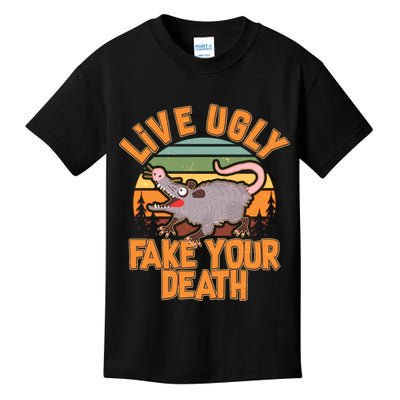 Funny Vintage Live Ugly Fake Your Death Kids T-Shirt