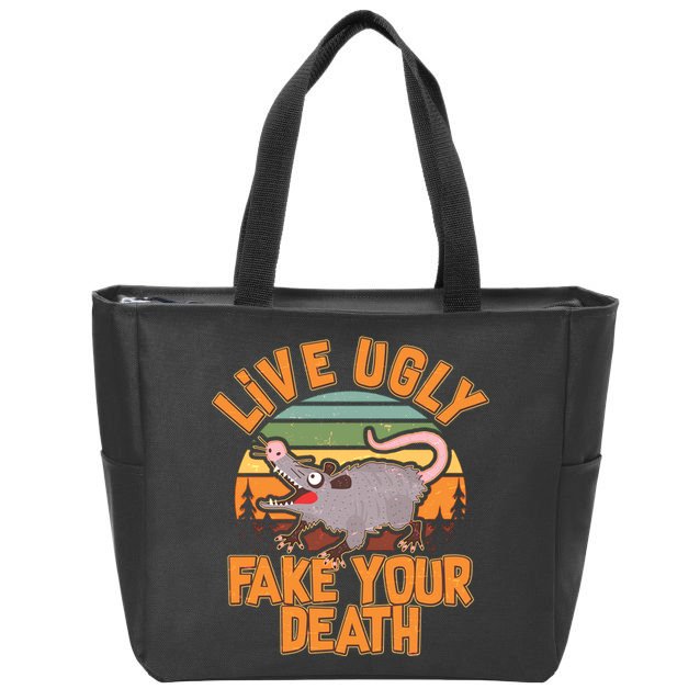 Funny Vintage Live Ugly Fake Your Death Zip Tote Bag