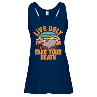 Funny Vintage Live Ugly Fake Your Death Ladies Essential Flowy Tank