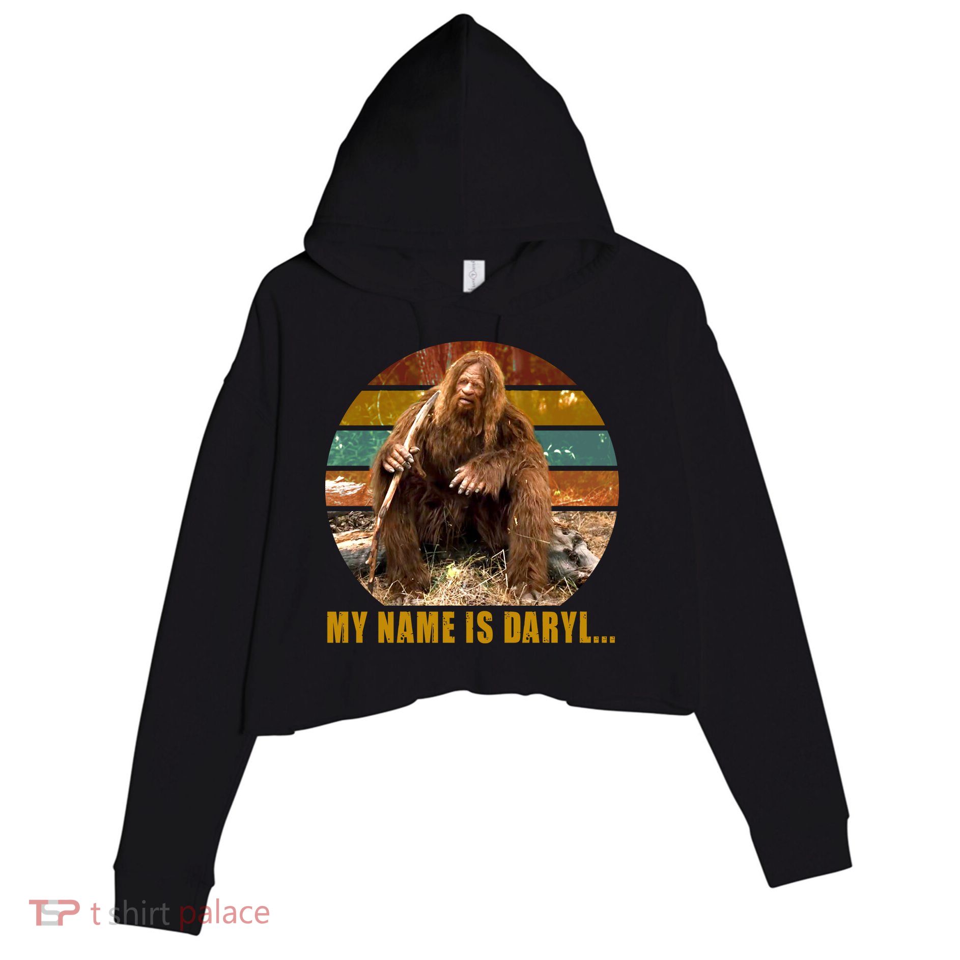 Funny Vintage My Name is Daryl Big Foot Crop Fleece Hoodie
