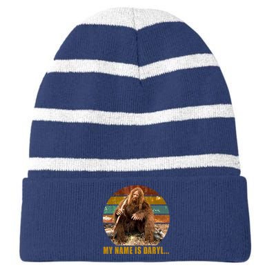 Funny Vintage My Name is Daryl Big Foot Striped Beanie with Solid Band