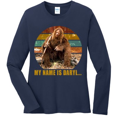 Funny Vintage My Name is Daryl Big Foot Ladies Long Sleeve Shirt
