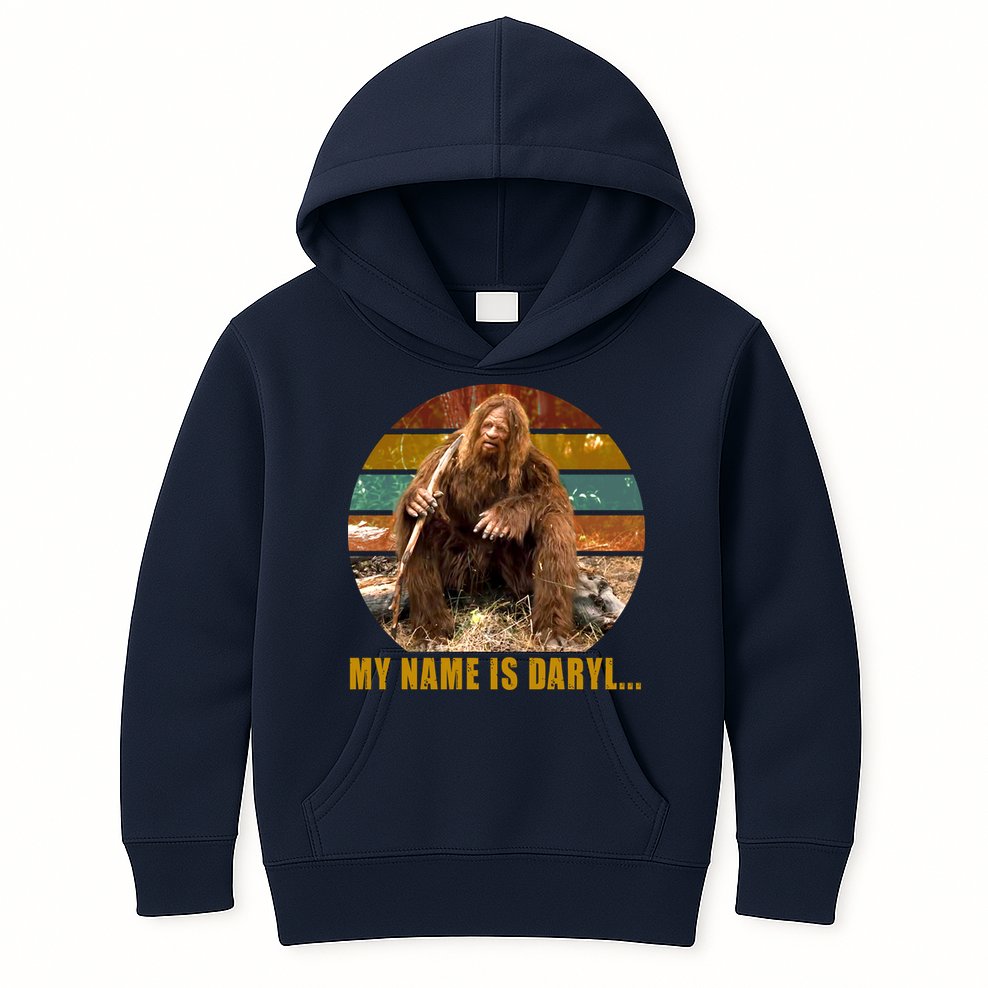 Funny Vintage My Name is Daryl Big Foot Kids Hoodie