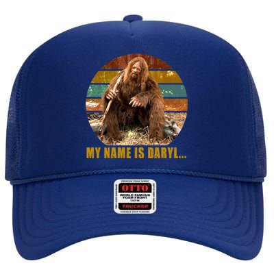 Funny Vintage My Name is Daryl Big Foot High Crown Mesh Back Trucker Hat