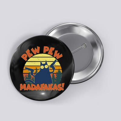 Funny Vintage Pew Pew Madafakas Gun Cat Button
