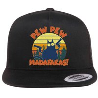 Funny Vintage Pew Pew Madafakas Gun Cat Flatbill Hat