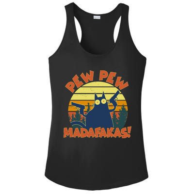 Funny Vintage Pew Pew Madafakas Gun Cat Ladies PosiCharge Competitor Racerback Tank