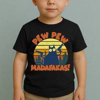 Funny Vintage Pew Pew Madafakas Gun Cat Toddler T-Shirt