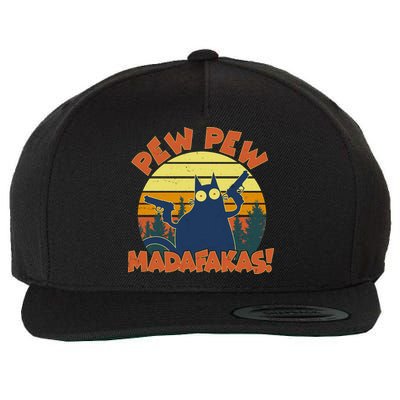 Funny Vintage Pew Pew Madafakas Gun Cat Wool Snapback Cap