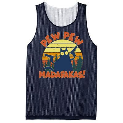 Funny Vintage Pew Pew Madafakas Gun Cat Mesh Reversible Basketball Jersey Tank