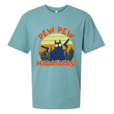 Funny Vintage Pew Pew Madafakas Gun Cat Sueded Cloud Jersey T-Shirt