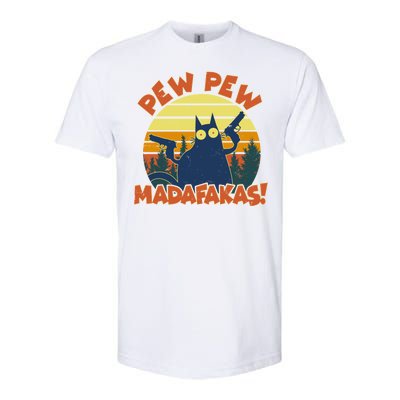 Funny Vintage Pew Pew Madafakas Gun Cat Softstyle® CVC T-Shirt