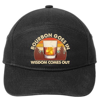 Funny Vintage Retro Bourbon Goes In Wisdom Comes Out 7-Panel Snapback Hat