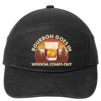 Funny Vintage Retro Bourbon Goes In Wisdom Comes Out 7-Panel Snapback Hat