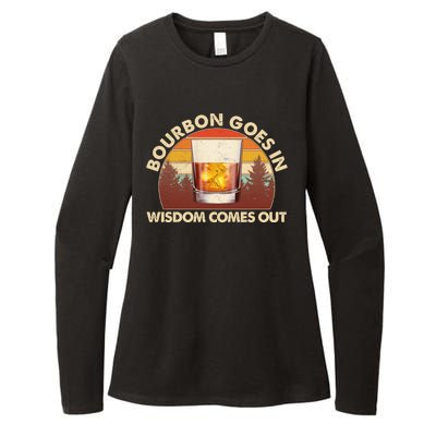 Funny Vintage Retro Bourbon Goes In Wisdom Comes Out Womens CVC Long Sleeve Shirt