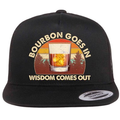Funny Vintage Retro Bourbon Goes In Wisdom Comes Out Flatbill Hat