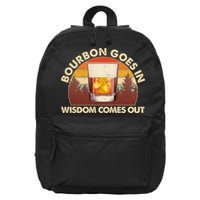 Funny Vintage Retro Bourbon Goes In Wisdom Comes Out 16 in Basic Backpack
