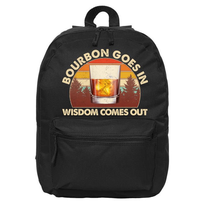Funny Vintage Retro Bourbon Goes In Wisdom Comes Out 16 in Basic Backpack