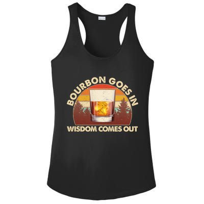 Funny Vintage Retro Bourbon Goes In Wisdom Comes Out Ladies PosiCharge Competitor Racerback Tank