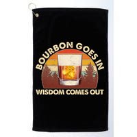 Funny Vintage Retro Bourbon Goes In Wisdom Comes Out Golf Towel