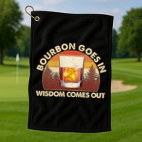 Funny Vintage Retro Bourbon Goes In Wisdom Comes Out Golf Towel