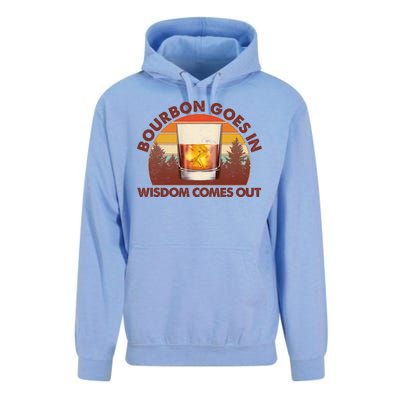 Funny Vintage Retro Bourbon Goes In Wisdom Comes Out Unisex Surf Hoodie