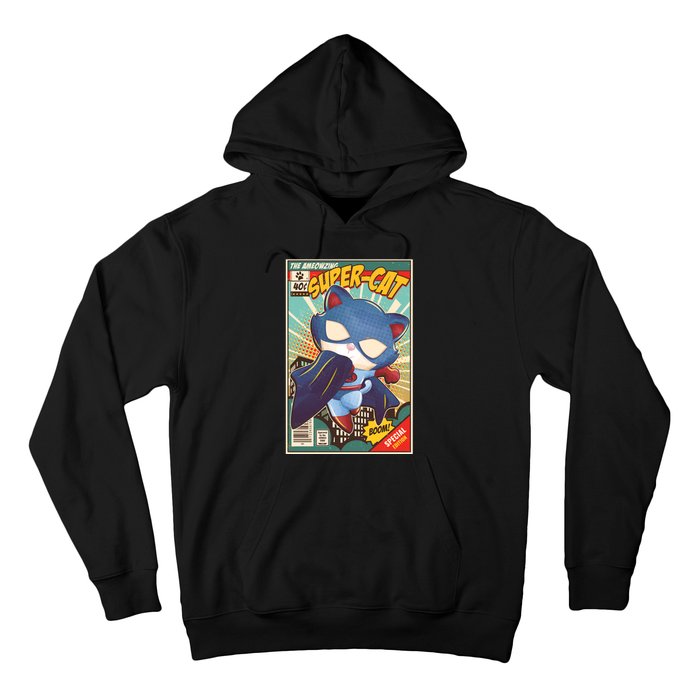 Funny Vintage The Ameowzing Super-Cat Comic Cover Hoodie