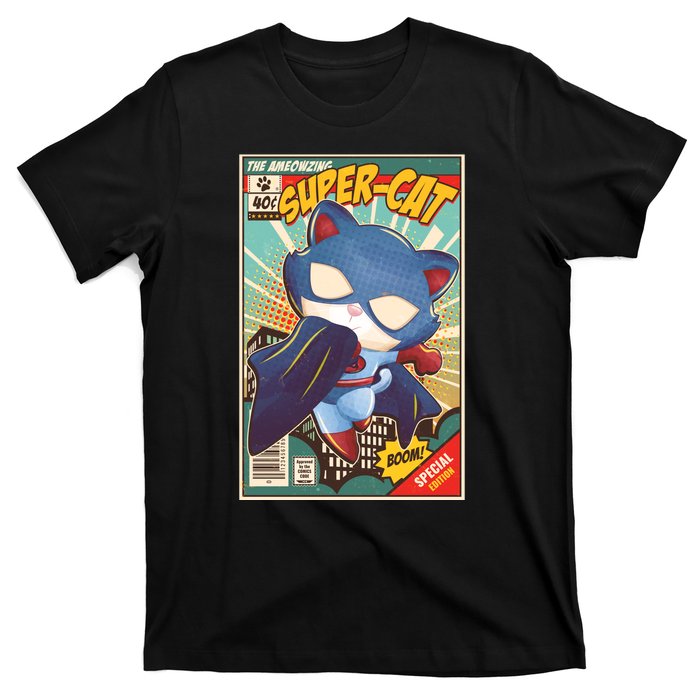 Funny Vintage The Ameowzing Super-Cat Comic Cover T-Shirt