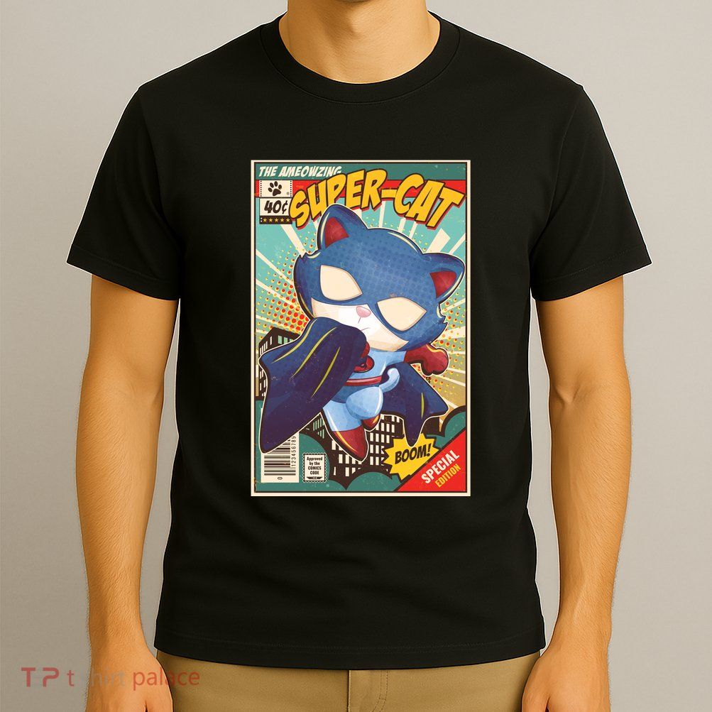 Funny Vintage The Ameowzing Super-Cat Comic Cover T-Shirt