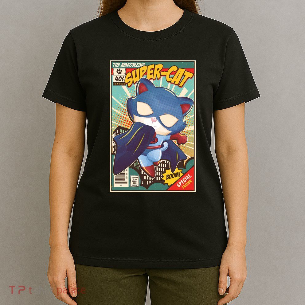 Funny Vintage The Ameowzing Super-Cat Comic Cover T-Shirt