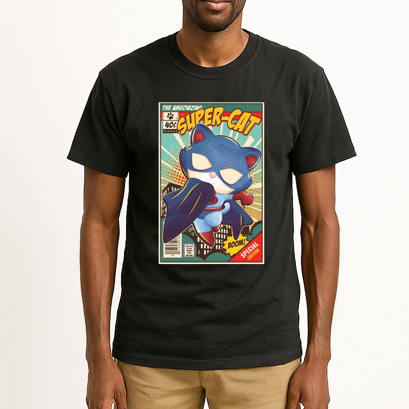 Funny Vintage The Ameowzing Super-Cat Comic Cover Tall T-Shirt