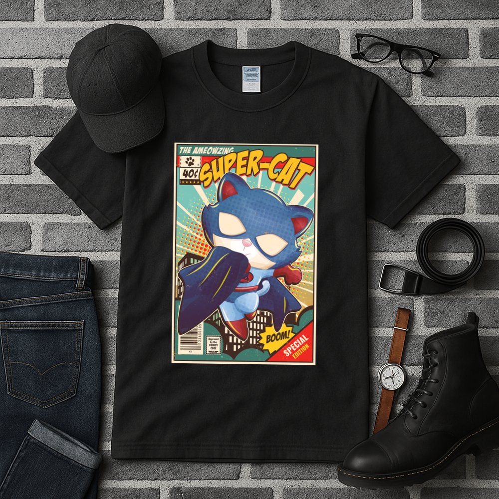 Funny Vintage The Ameowzing Super-Cat Comic Cover Tall T-Shirt