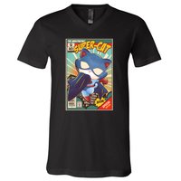 Funny Vintage The Ameowzing Super-Cat Comic Cover V-Neck T-Shirt