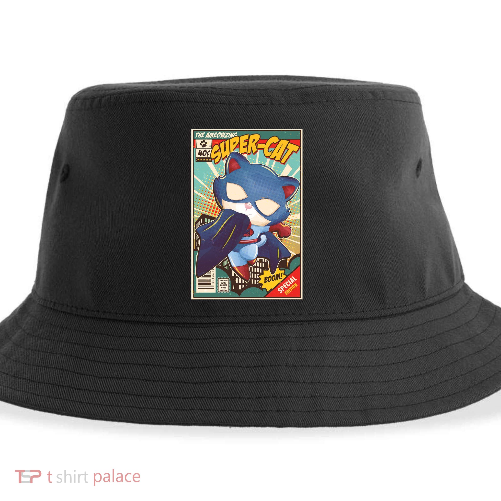Funny Vintage The Ameowzing Super-Cat Comic Cover Sustainable Bucket Hat