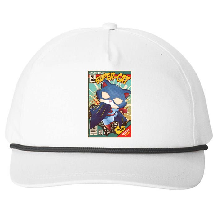 Funny Vintage The Ameowzing Super-Cat Comic Cover Snapback Five-Panel Rope Hat