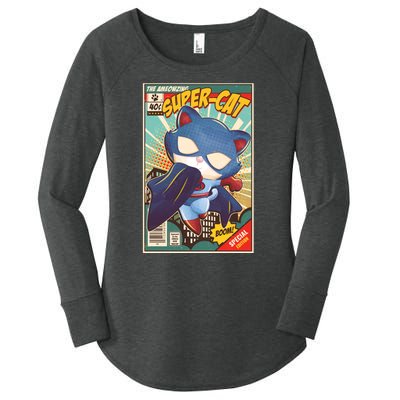 Funny Vintage The Ameowzing Super-Cat Comic Cover Women's Perfect Tri Tunic Long Sleeve Shirt